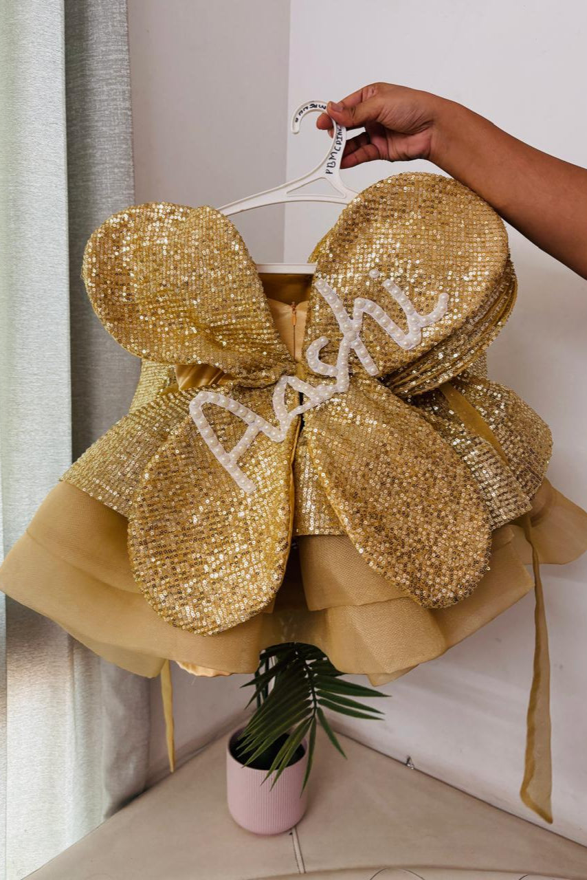 Girls Golden Dress with trail