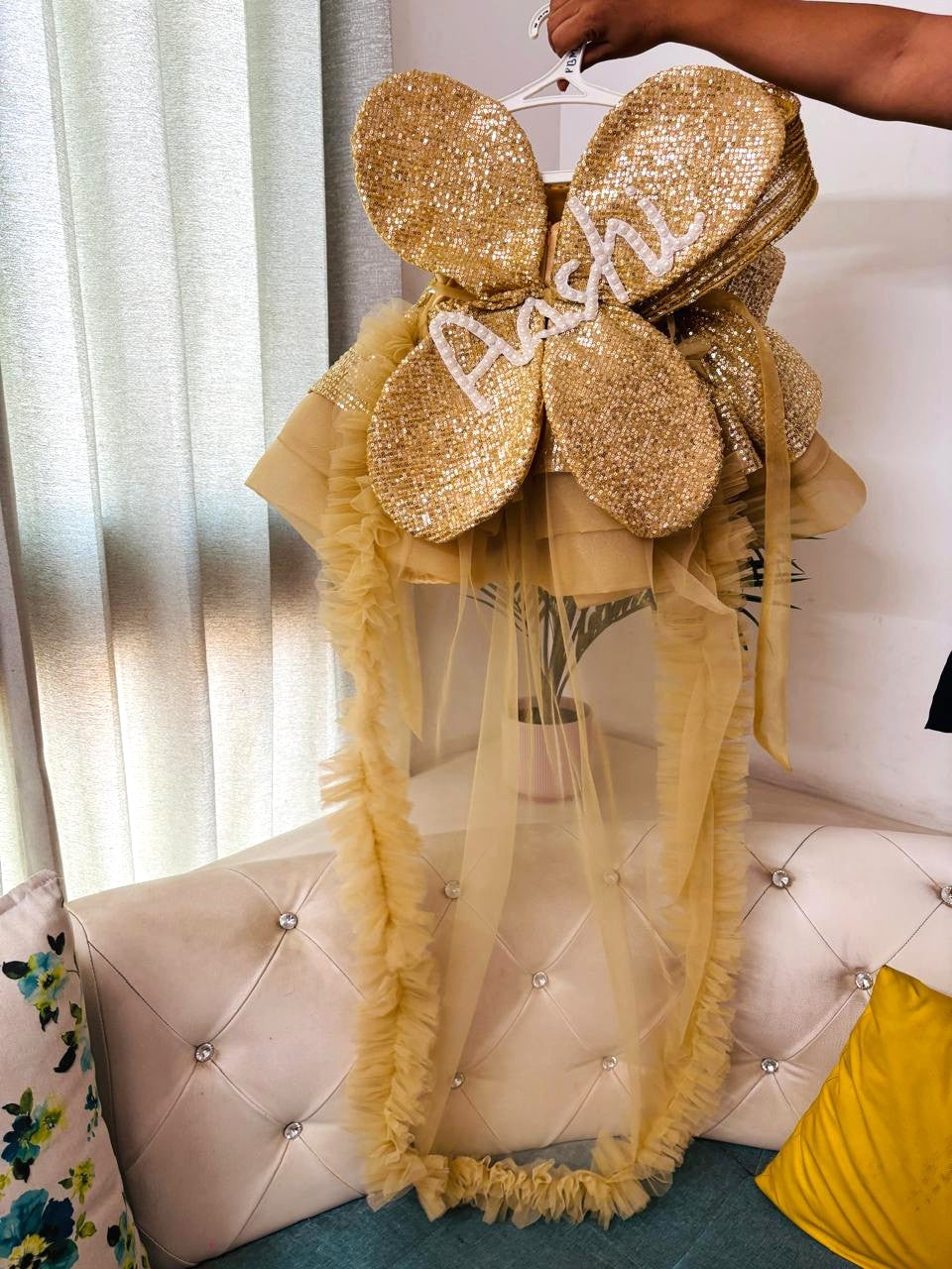 Girls Golden Dress with trail