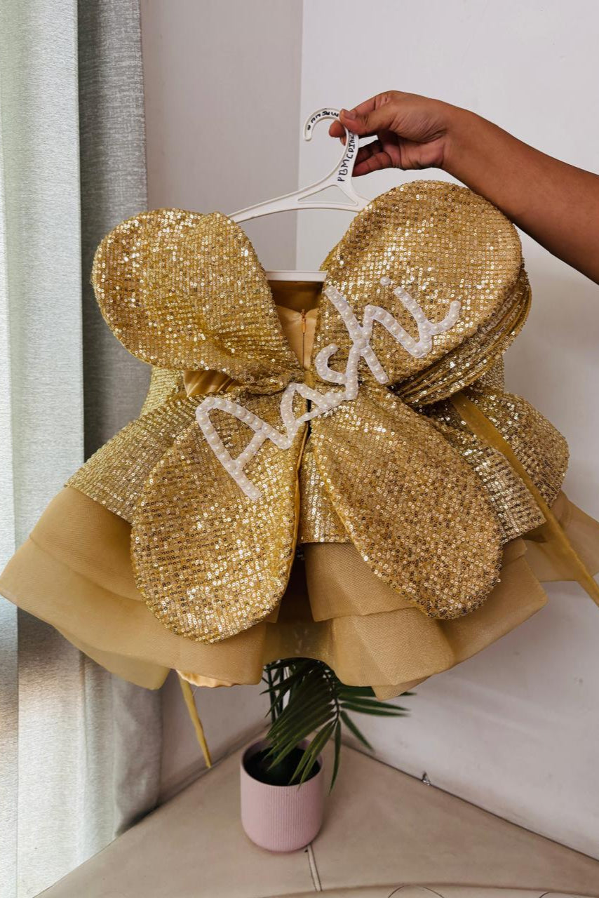 Girls Golden Dress with trail