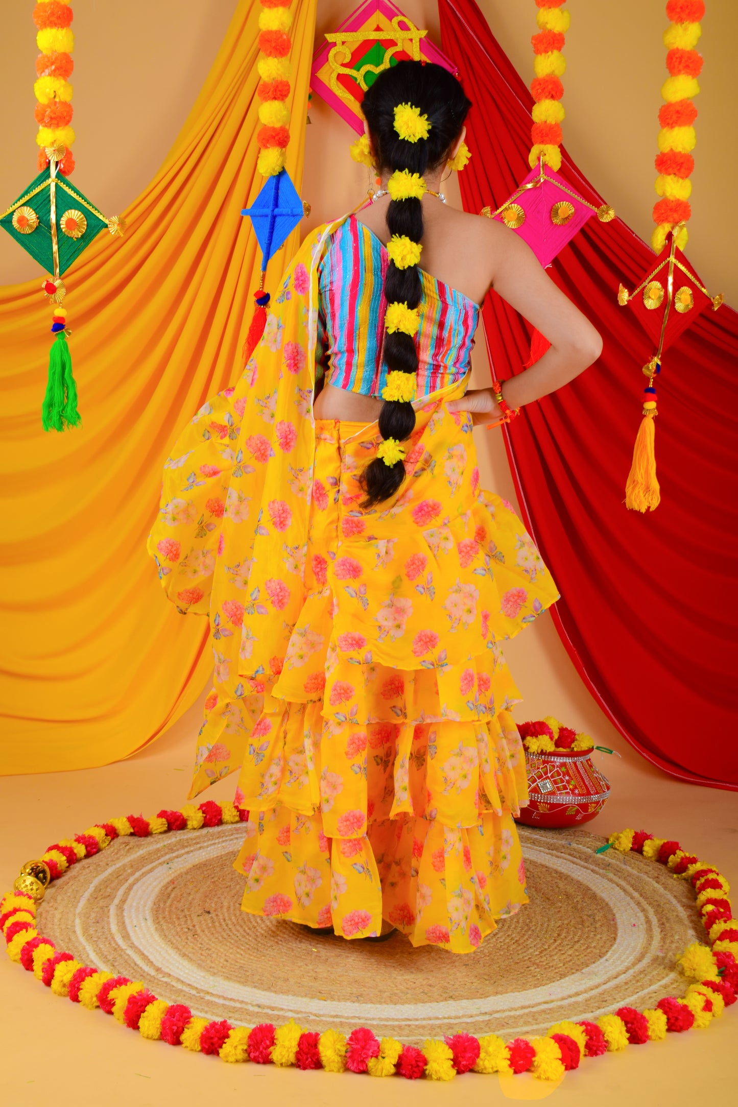 ruffle sari with blouse for girls