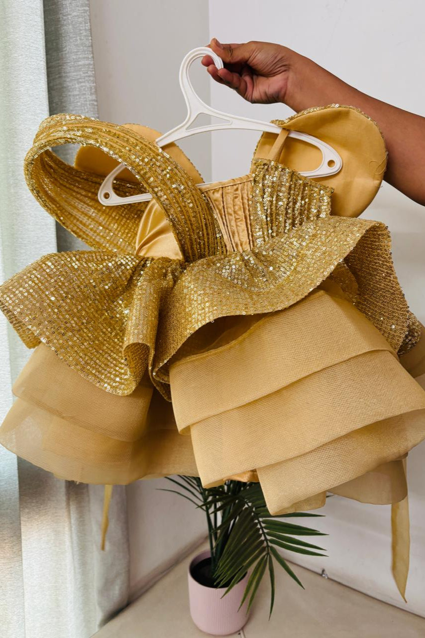 Girls Golden Dress with trail