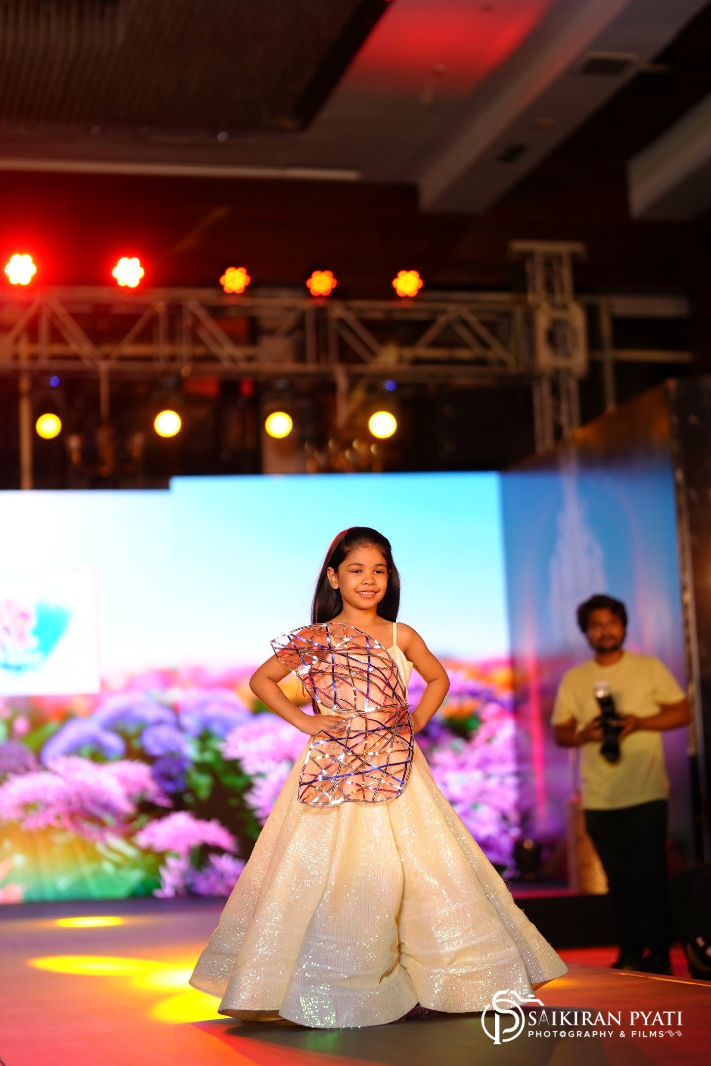 Shimmer panel gown for girls