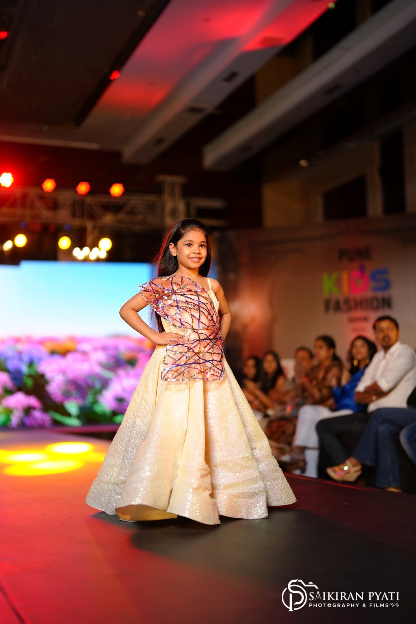 Shimmer panel gown for girls