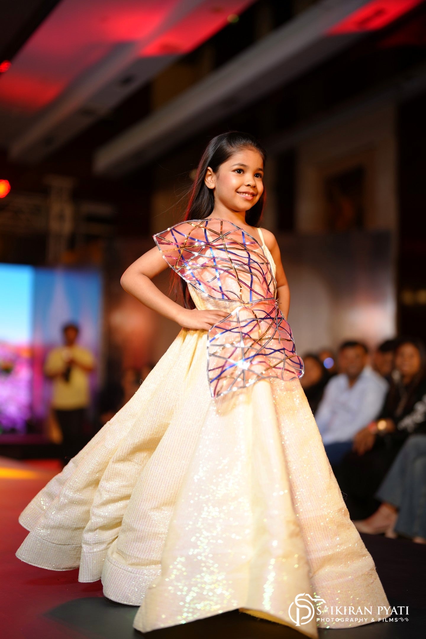 Shimmer panel gown for girls