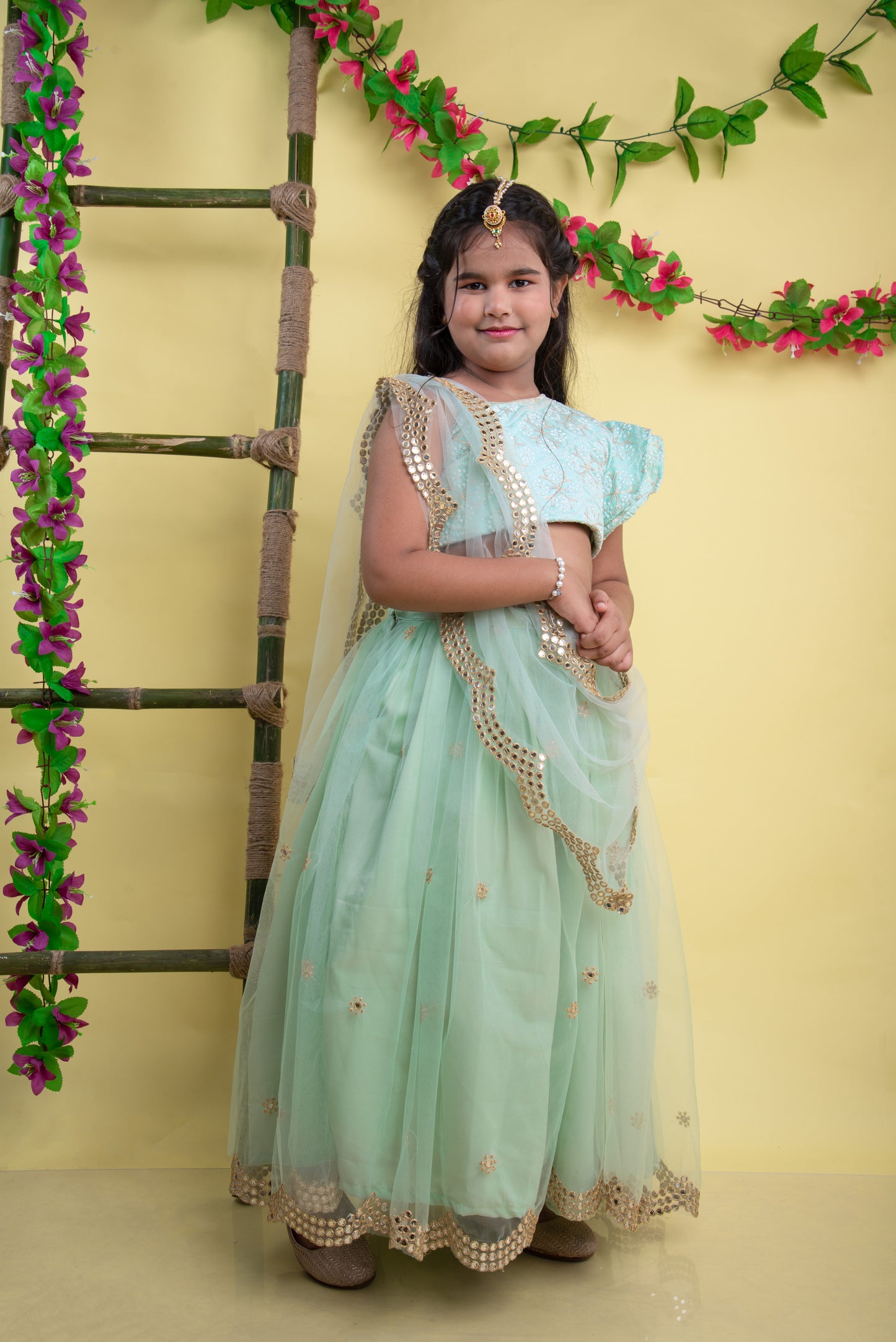 Embroidered lehenga set for girls