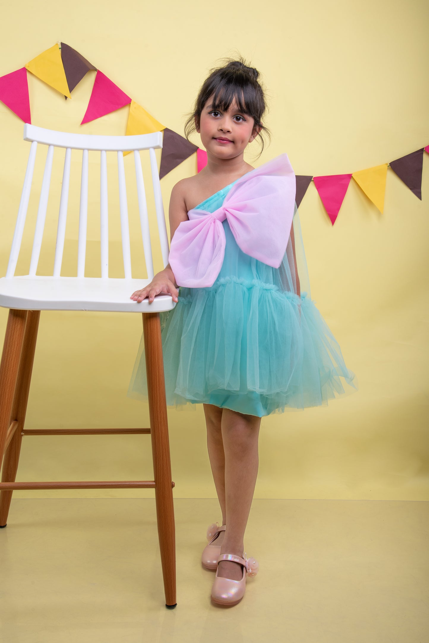 One Shoulder flared dress for girls