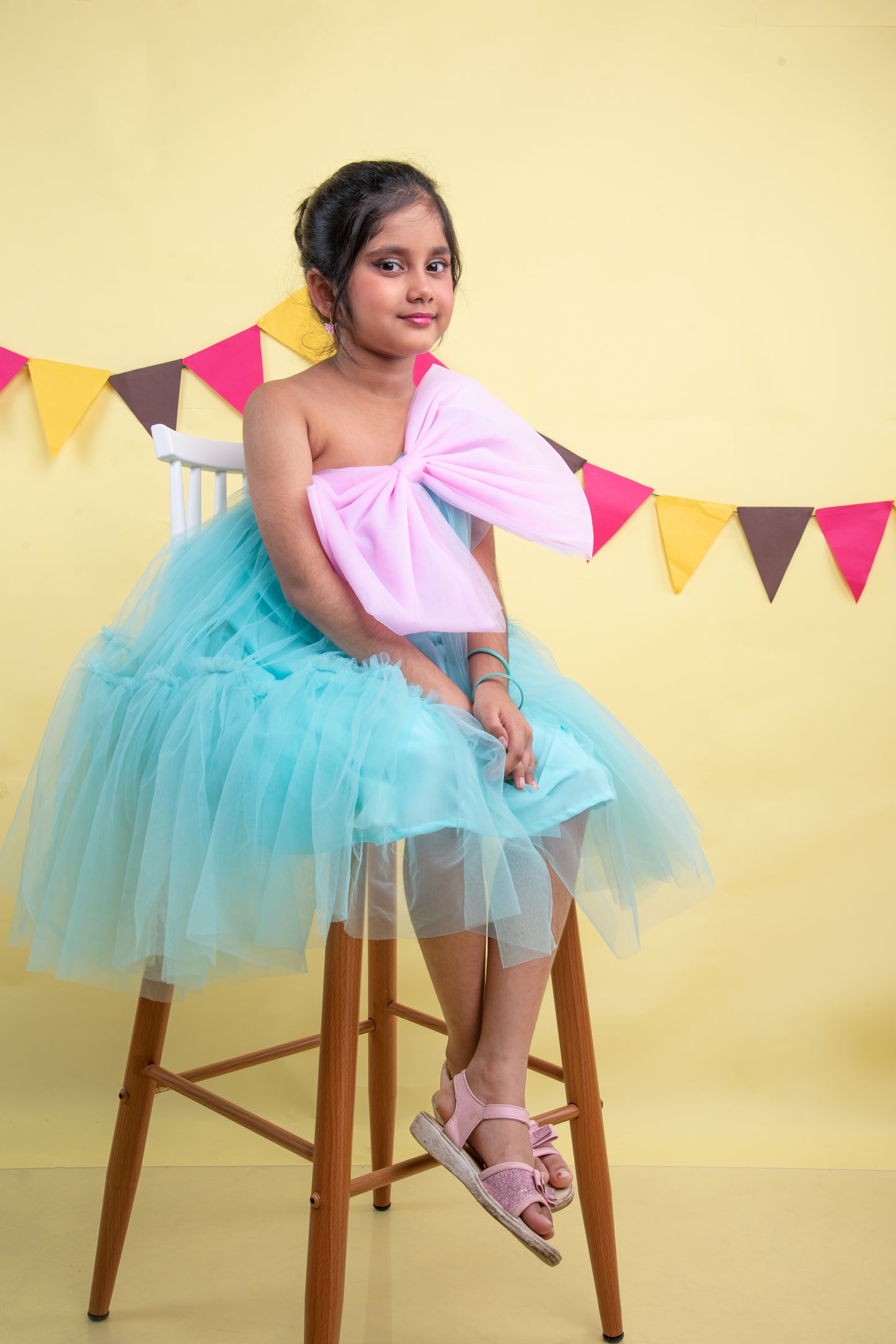 One Shoulder flared dress for girls