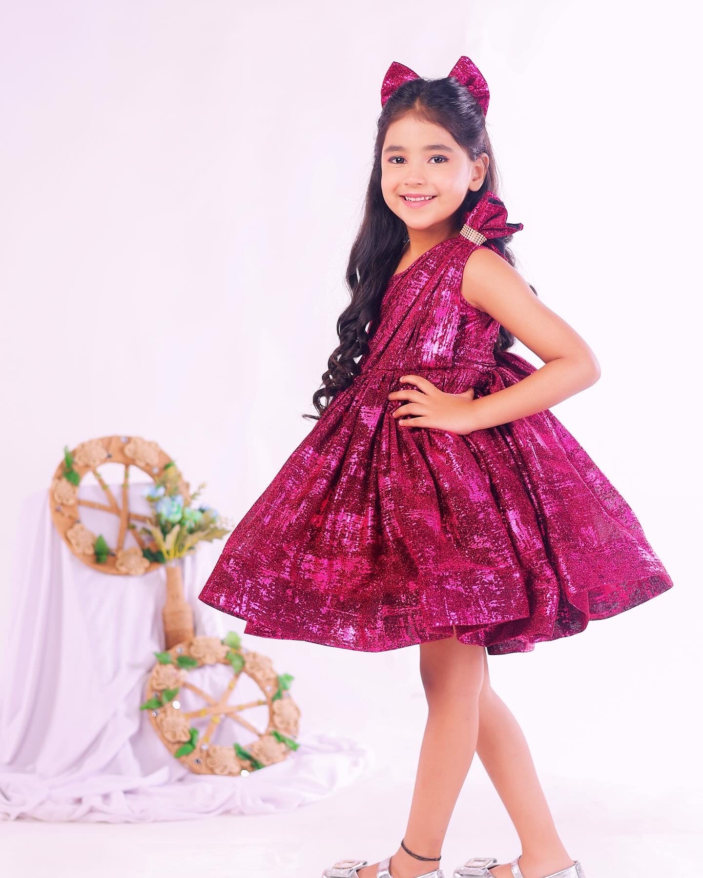 One shoulder flared dress for girl
