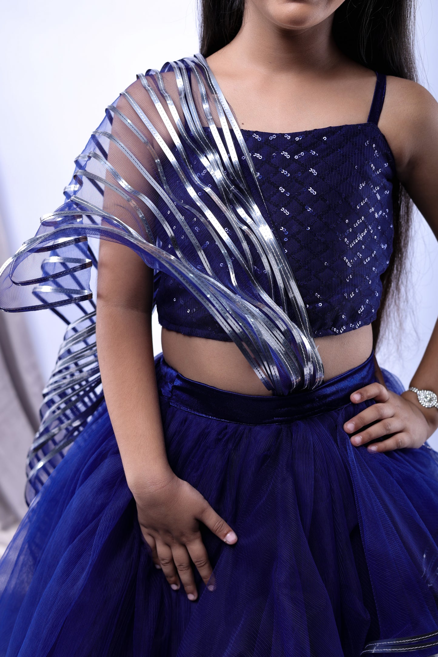 skirt and top combo with drape for girls