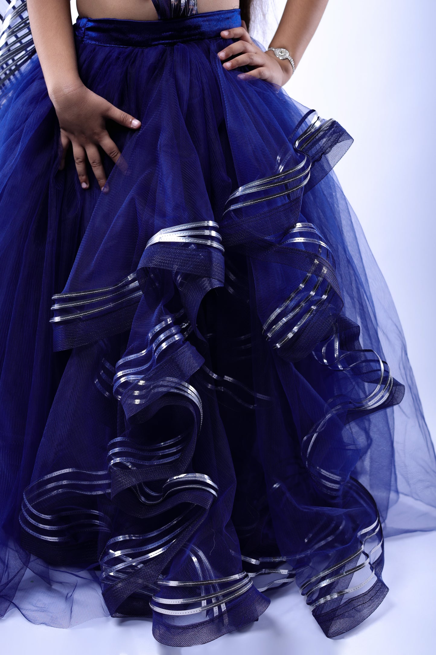 skirt and top combo with drape for girls