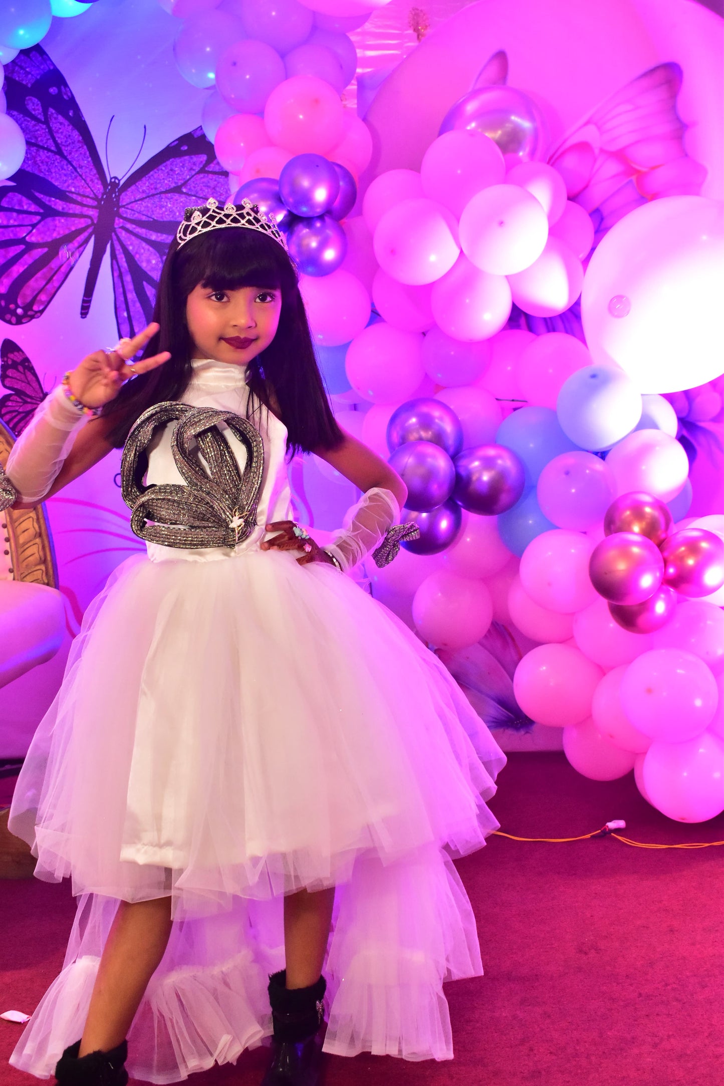 High Low Dress for girls with ruffle trail
