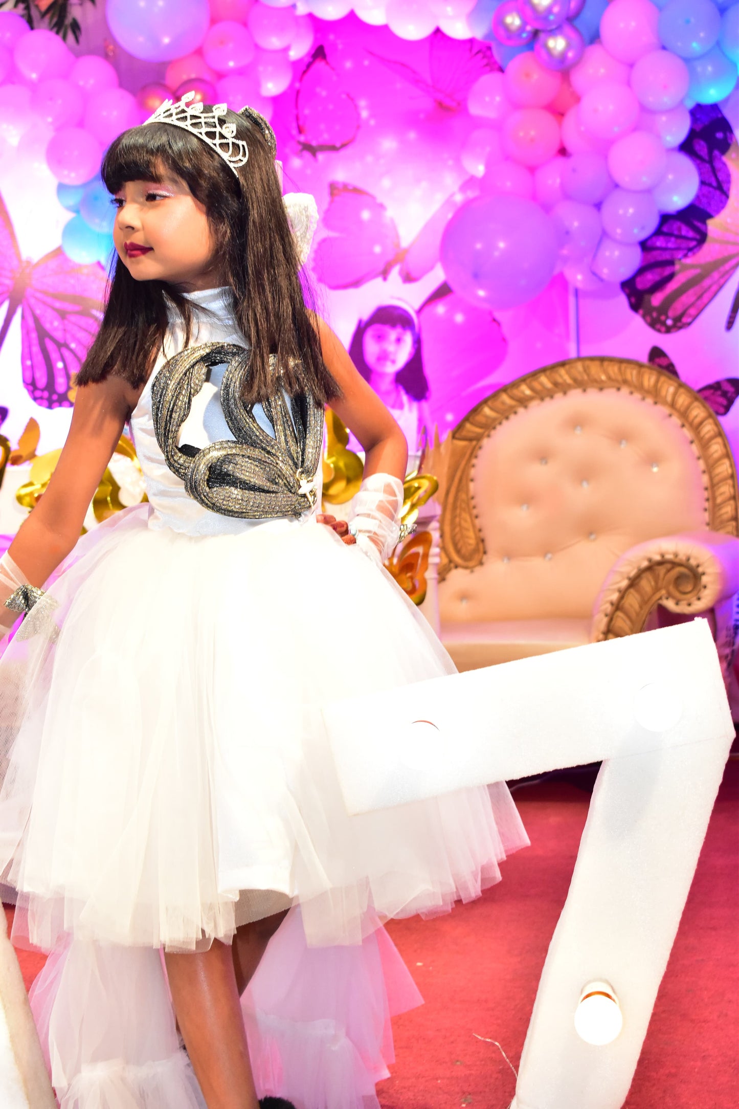 High Low Dress for girls with ruffle trail