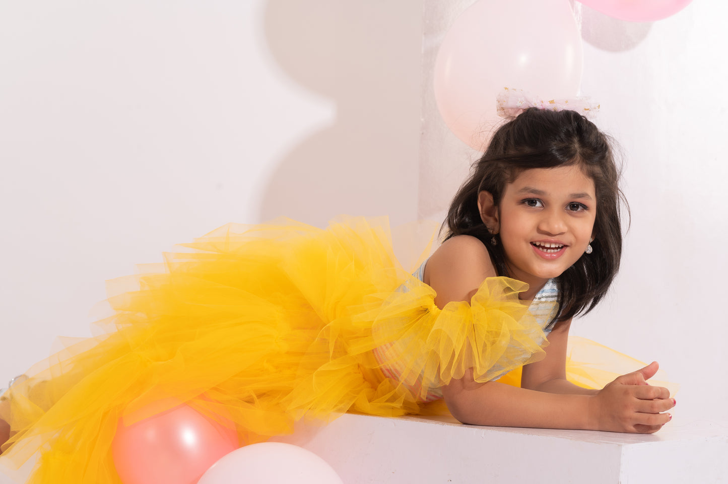 dress for girls with detachable ruffle trail