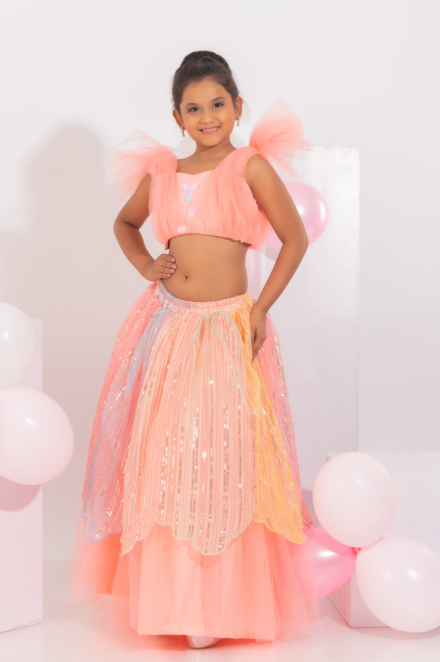Embroidered Skirt and Crop-top for girls