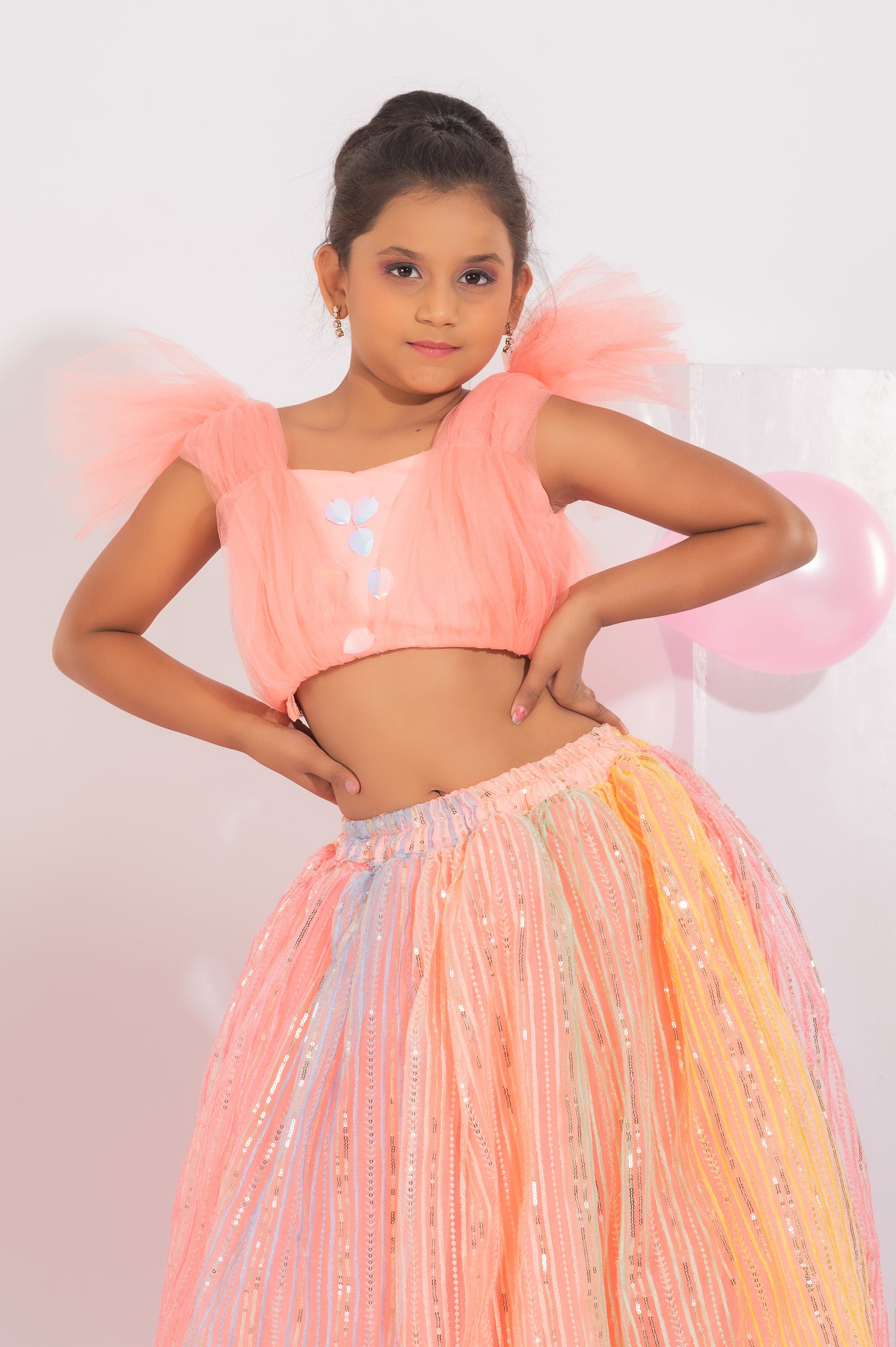 Embroidered Skirt and Crop-top for girls