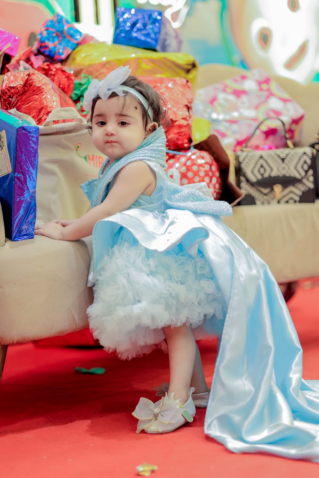 Flare dress for girls with trail
