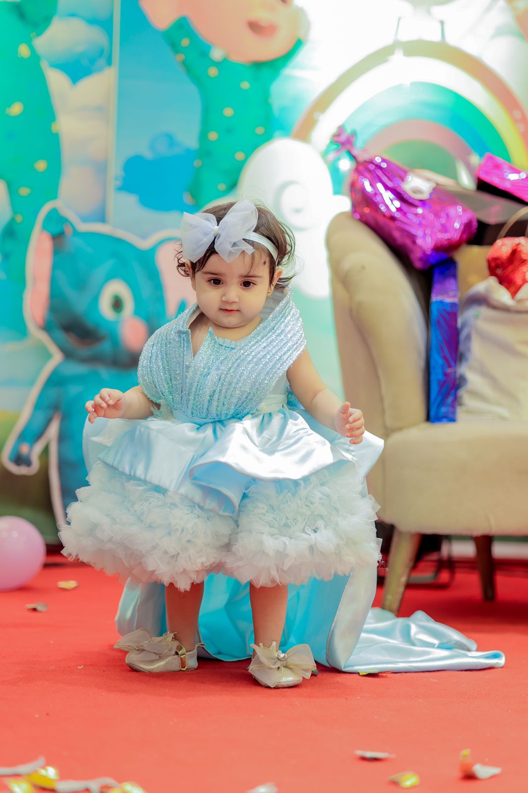 Flare dress for girls with trail