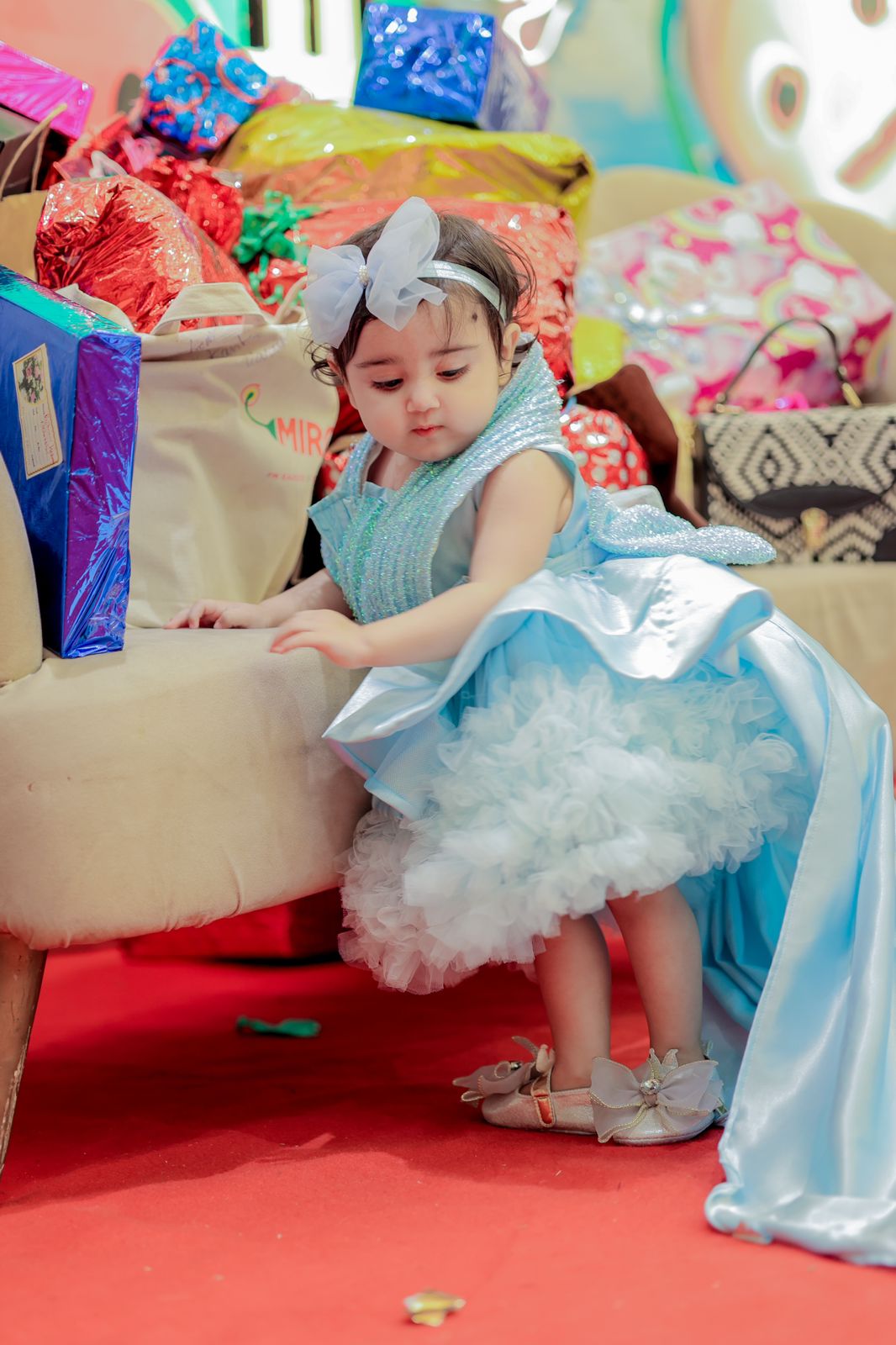 Flare dress for girls with trail