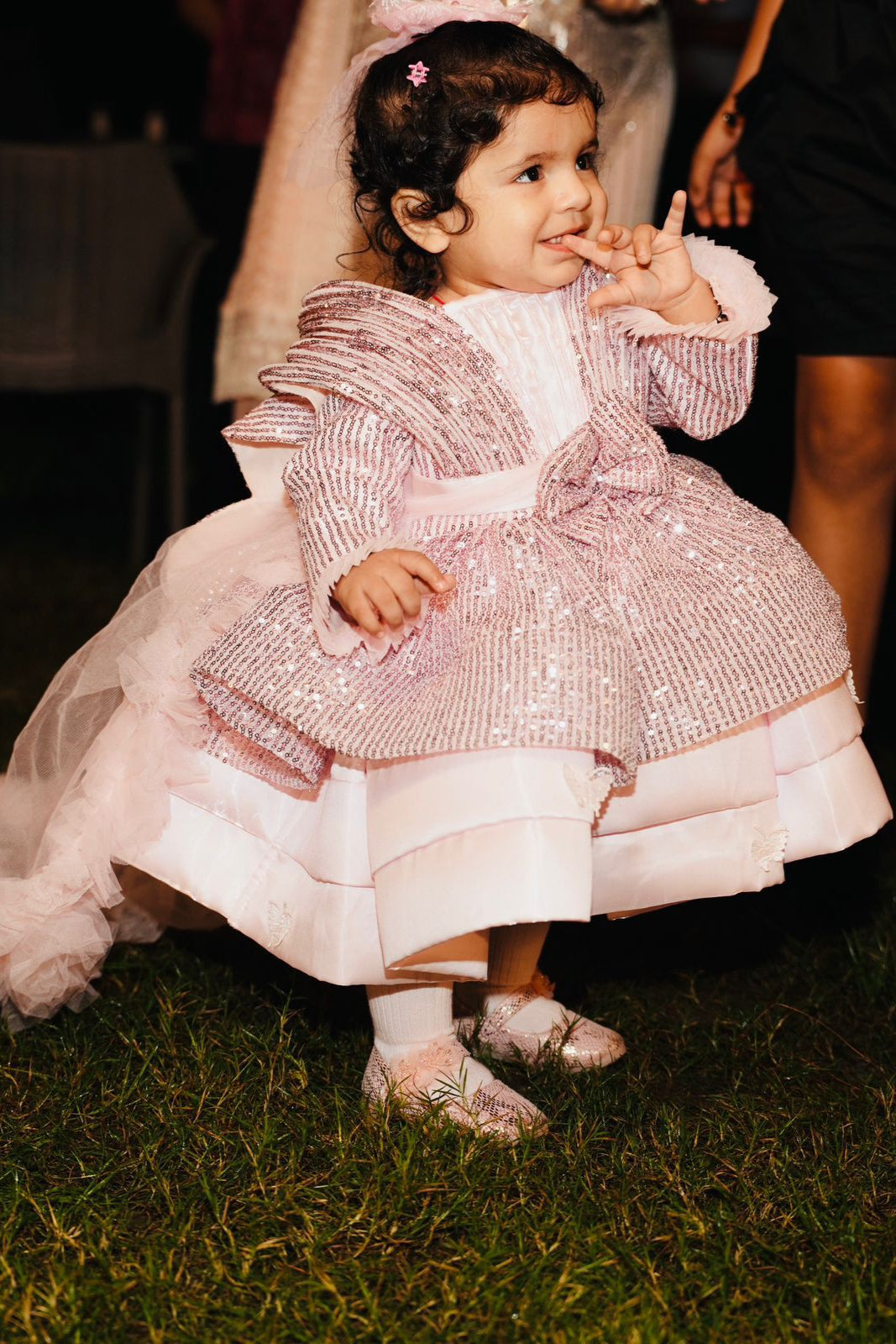 Dress for girls with detachable trail & customized name 11-12Y / Pink
