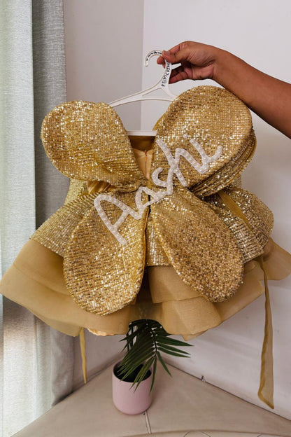 Girls Golden Dress with trail