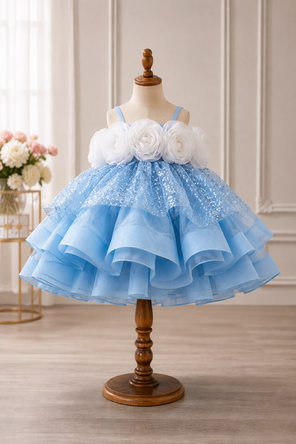 dress for girls with handmade flower detailing