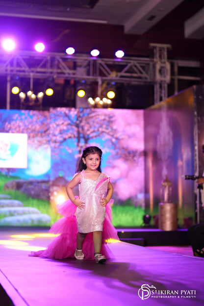 dress for girls with detachable ruffle trail