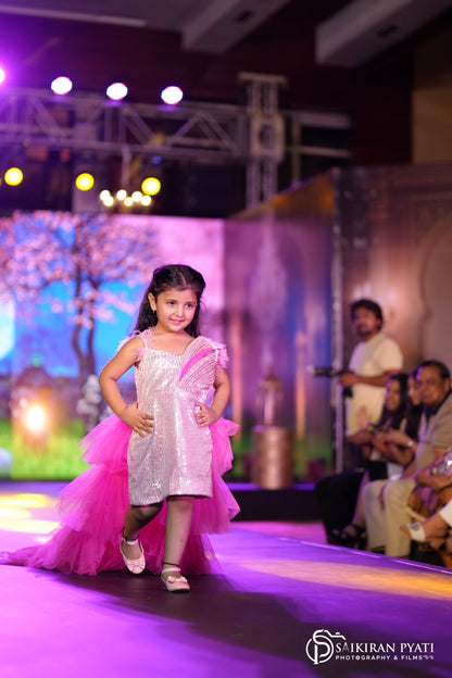 dress for girls with detachable ruffle trail