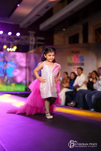 dress for girls with detachable ruffle trail