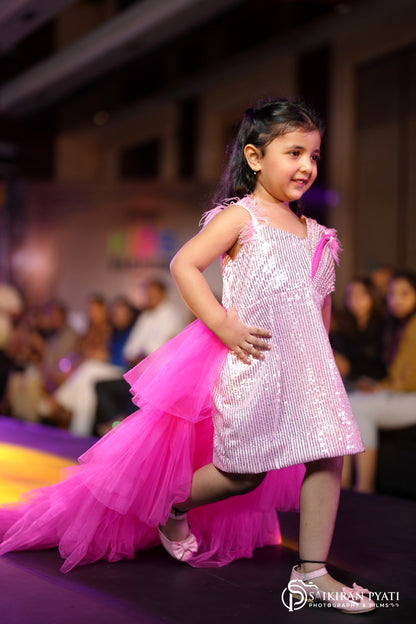 dress for girls with detachable ruffle trail