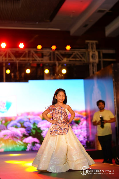 Shimmer panel gown for girls
