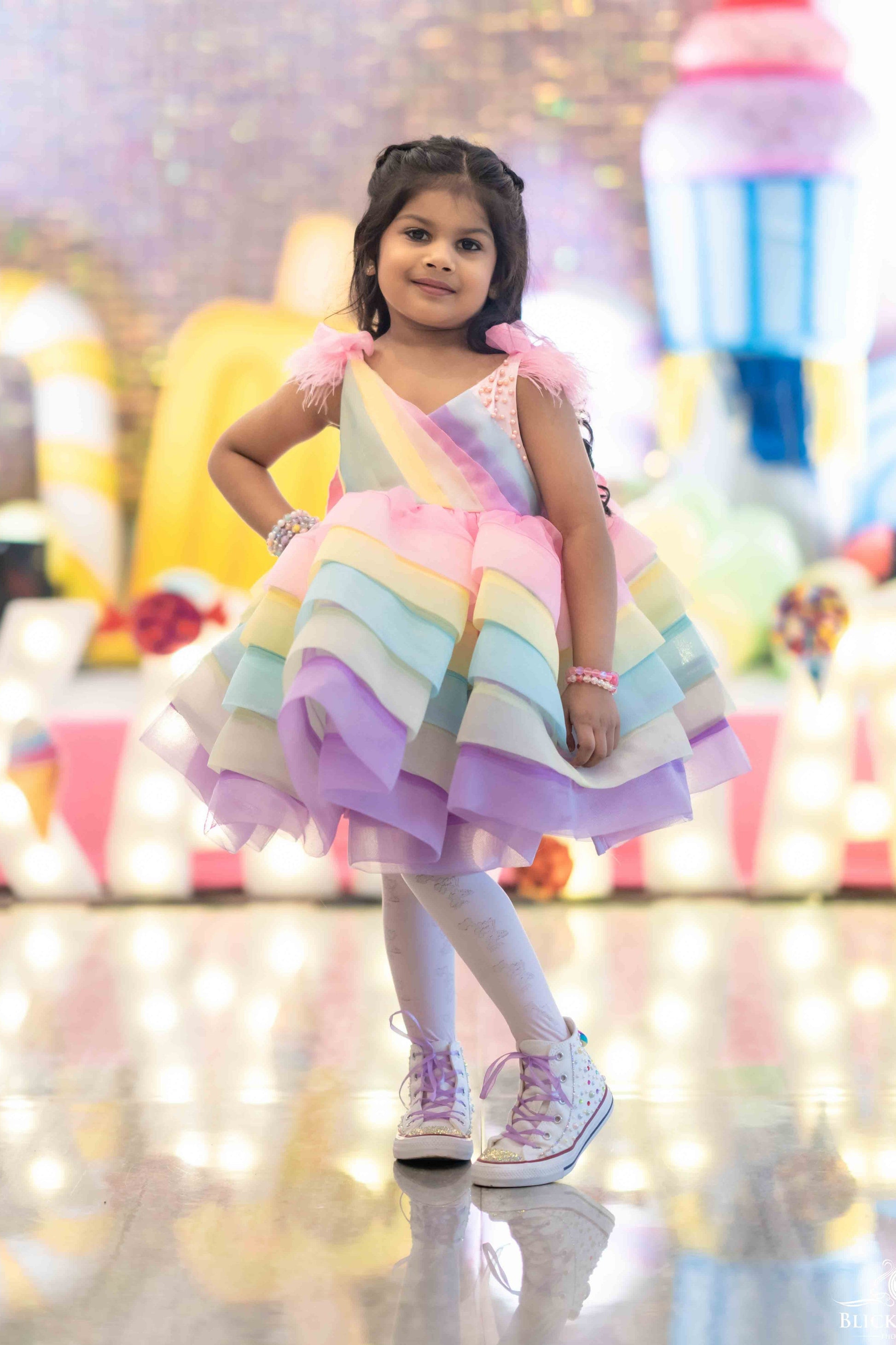 Multi-Layered Candy Dress for girls Pink Blue Mashup Multi-Layered Candy Dress for girls Pink Blue Mashup
