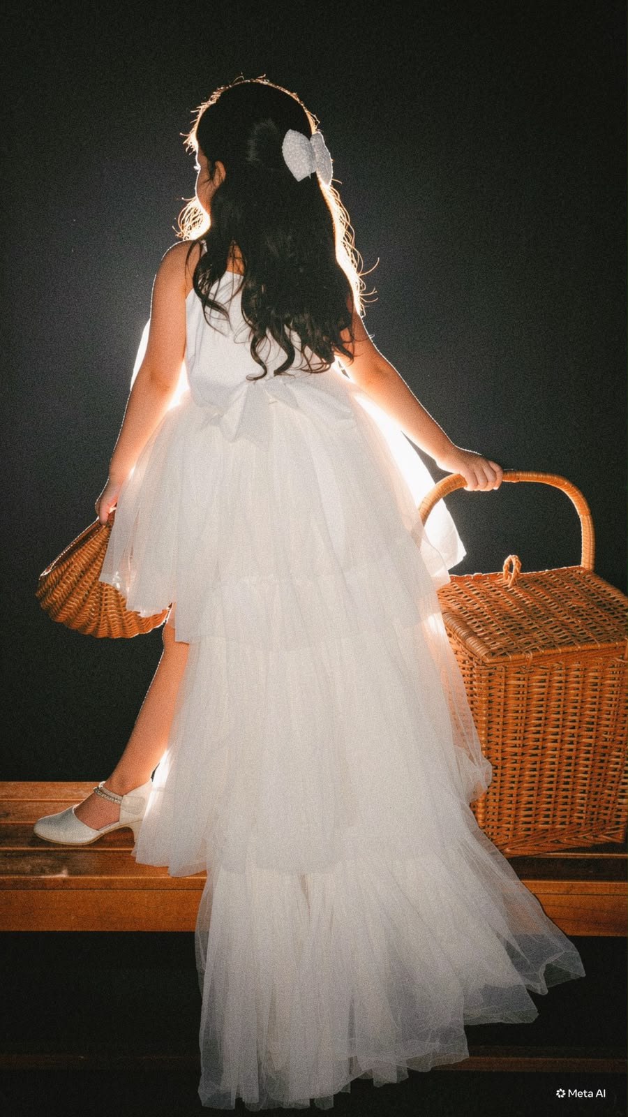 Dress for girls with detatchable trail