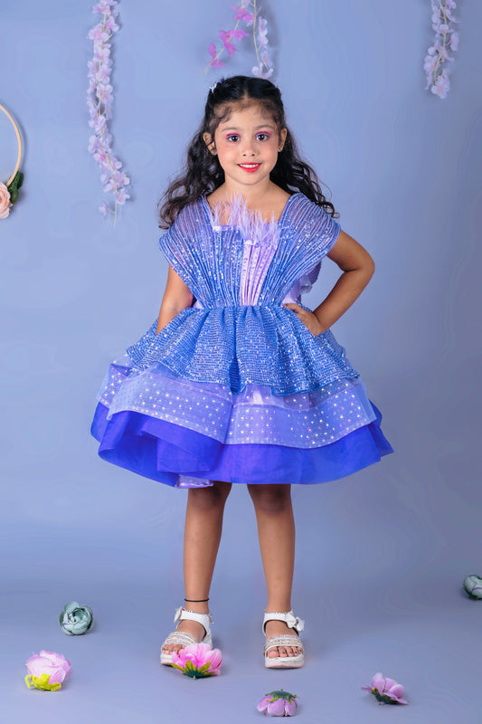 Multi-layer dress for girls with wire detailing