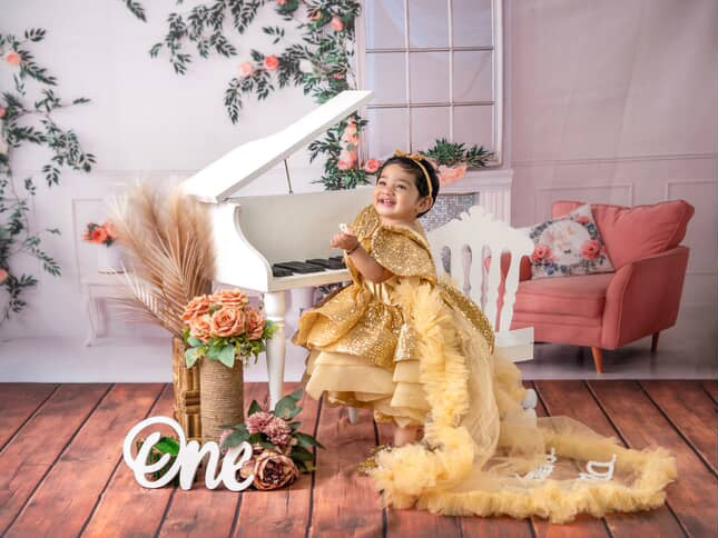 Girls Golden Dress with trail