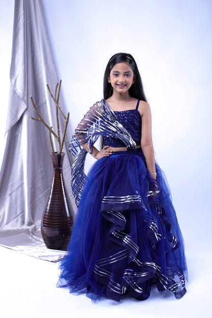 skirt and top combo with drape for girls