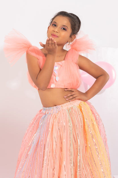 Embroidered Skirt and Crop-top for girls
