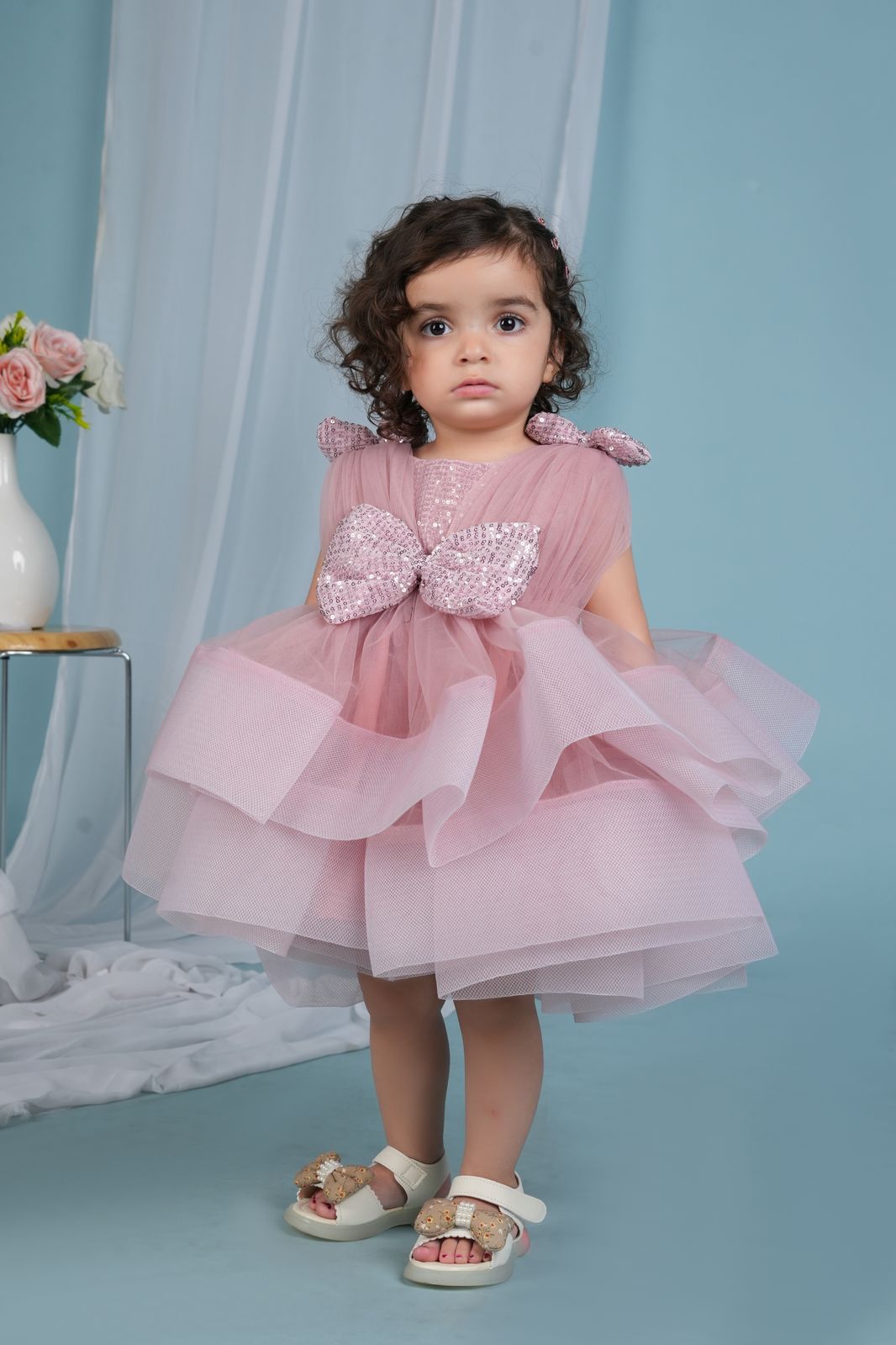 Multi layered bow dress for girls