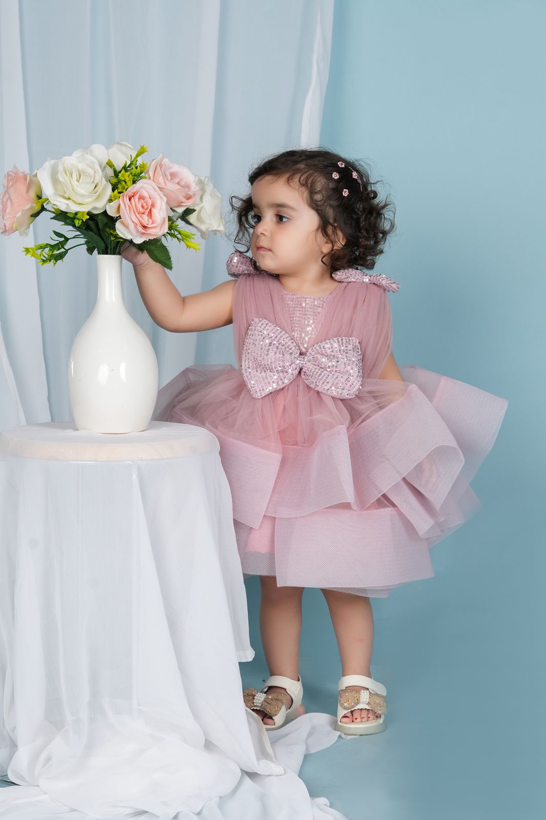 Multi layered bow dress for girls