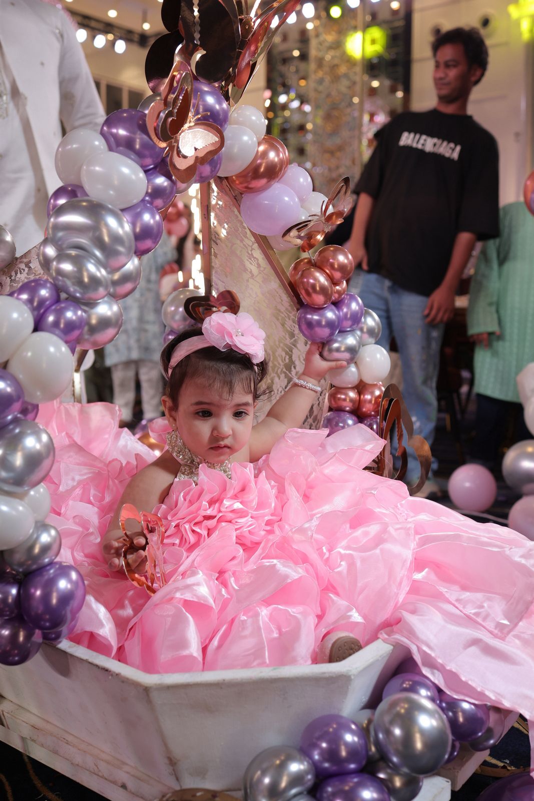 Ruffle Birthday Dress for girls with detachable trail