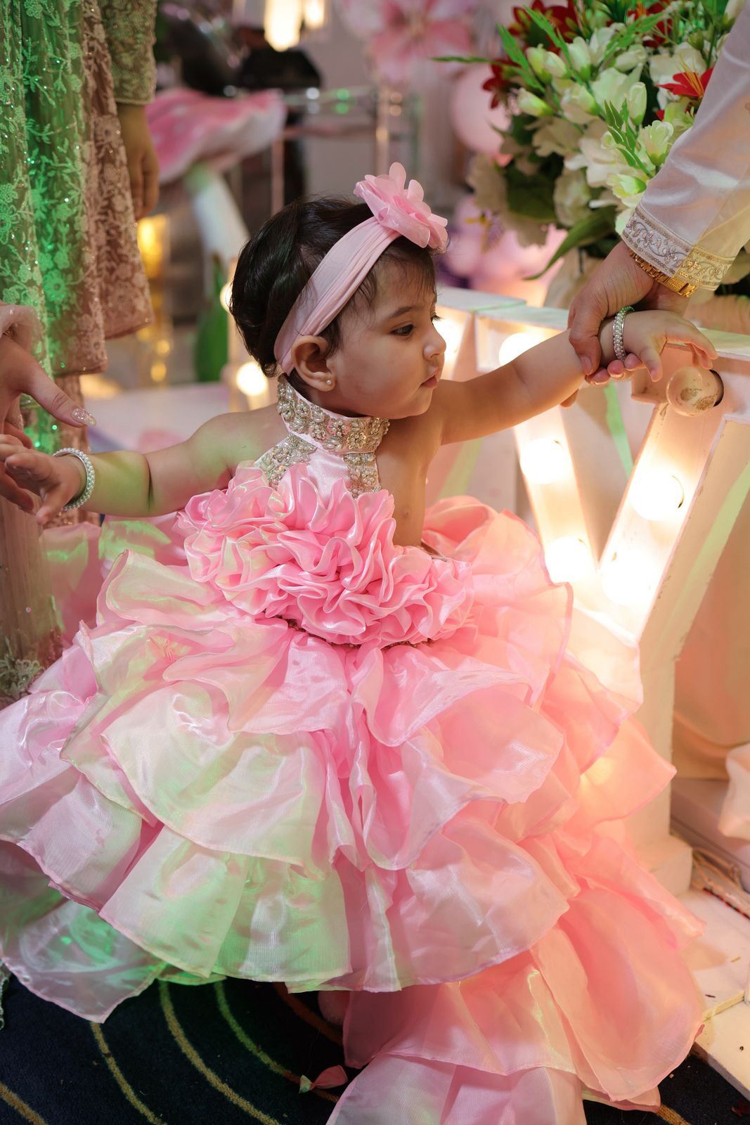 Ruffle Birthday Dress for girls with detachable trail