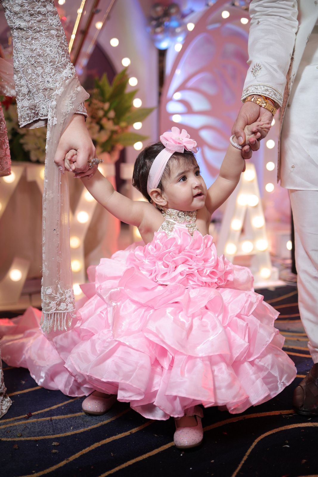Ruffle Birthday Dress for girls with detachable trail