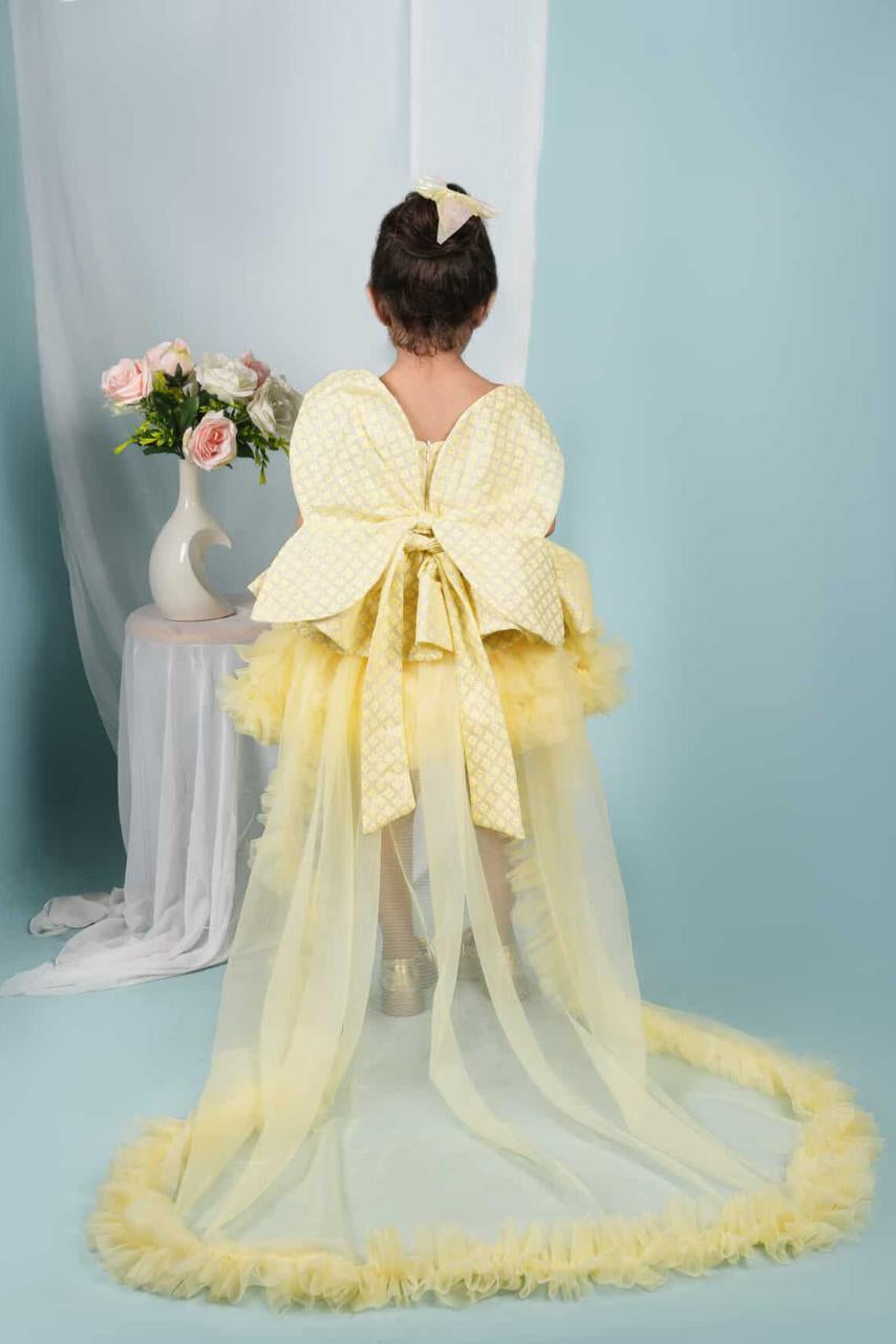 Dress for girls with detachable wire detailing and trail