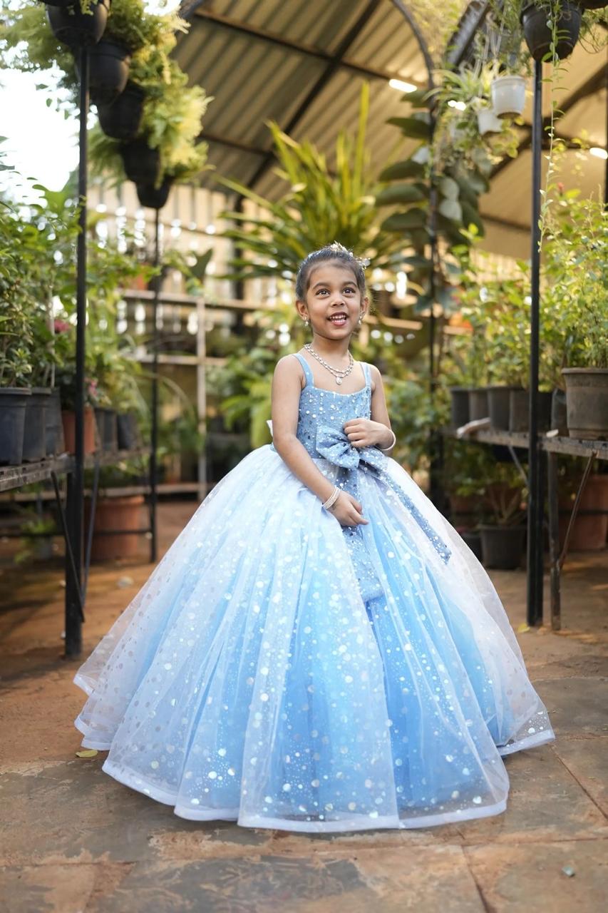 Elegant Frozen Theme Ball Gown for Girls