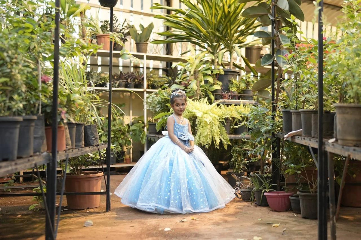 Elegant Frozen Theme Ball Gown for Girls