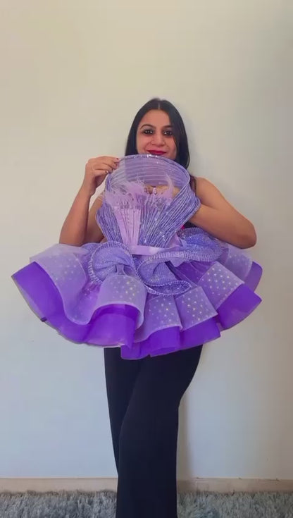 Multi-layer dress for girls with wire detailing